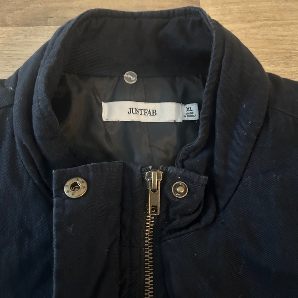 JustFab Navy Blue Utility Jacket / Parka – Zip & Snap Front – Size XL – Good - Picture 6 of 9